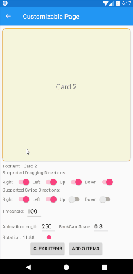SwipeCardView Android AnimationLength